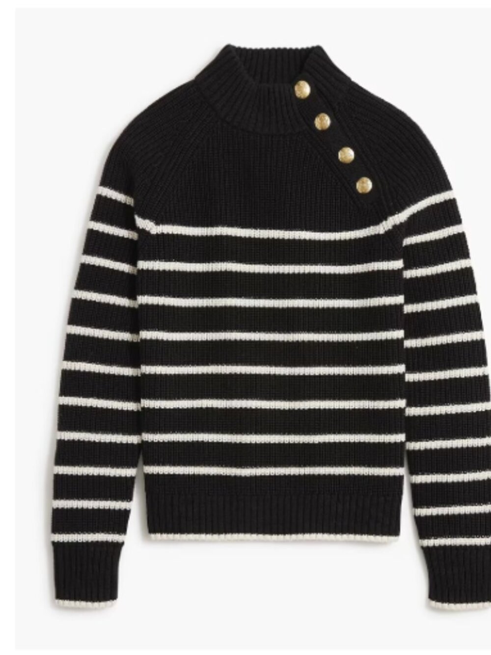 J. Crew Factory Button Shoulder Striped Mockneck Sweater Cotton Classic